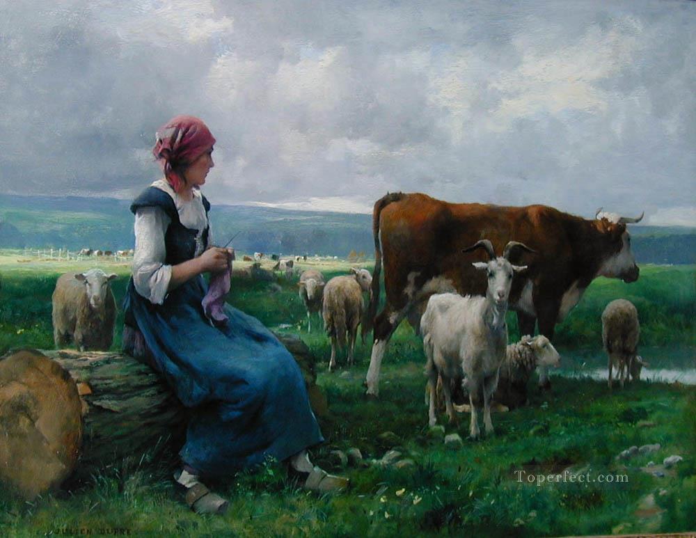 デパルデスとヤギ 羊 牛の農場生活 リアリズム ジュリアン・デュプレ油絵